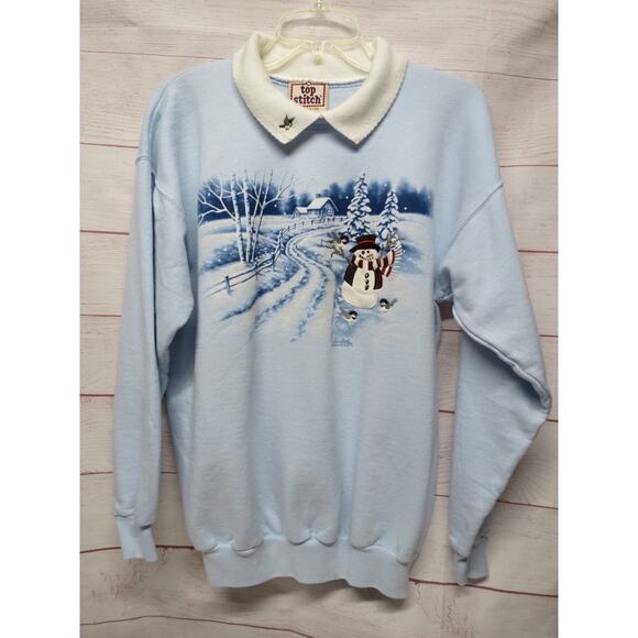 Lot of 5 Size M (one PL) Holiday Sweatshirts Christmas Snowman - Picture 9 of 16